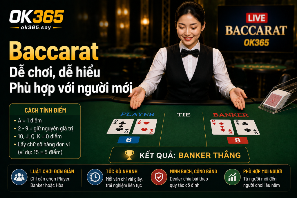 Baccarat là trò chơi phù hợp với cả người mới tìm hiểu casino