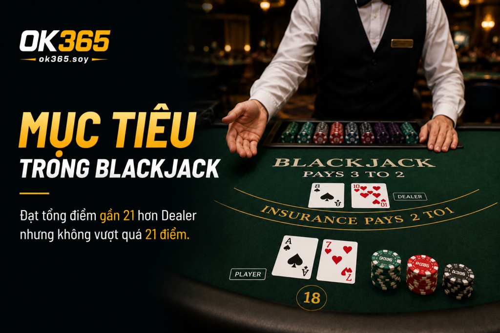 Người chơi cần đạt tổng điểm gần 21 hơn Dealer