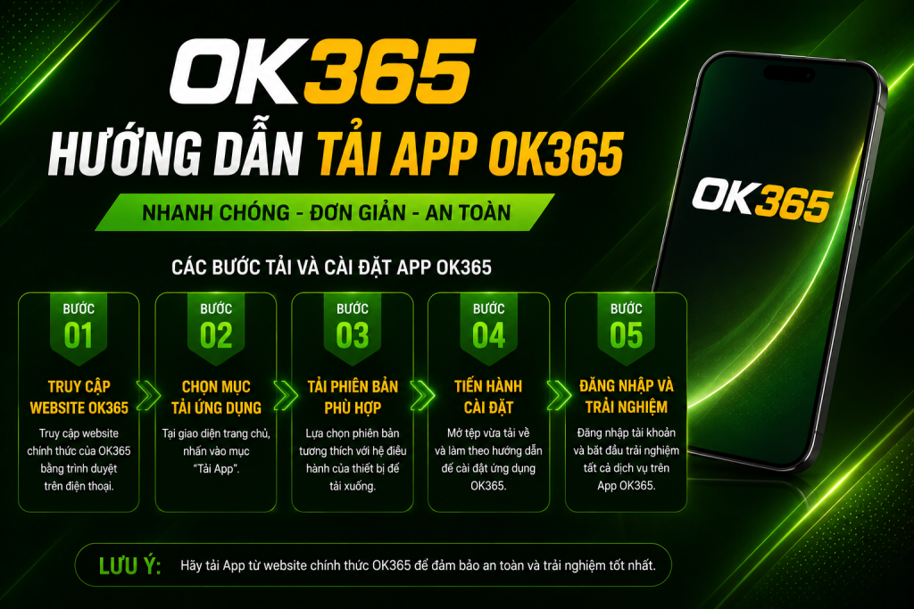 Các bước tải và cài đặt App OK365 trên điện thoại.