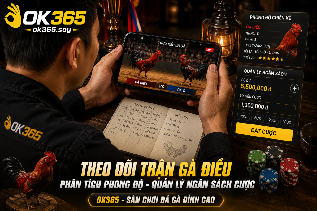 Người chơi theo dõi trận Gà Điều trên điện thoại